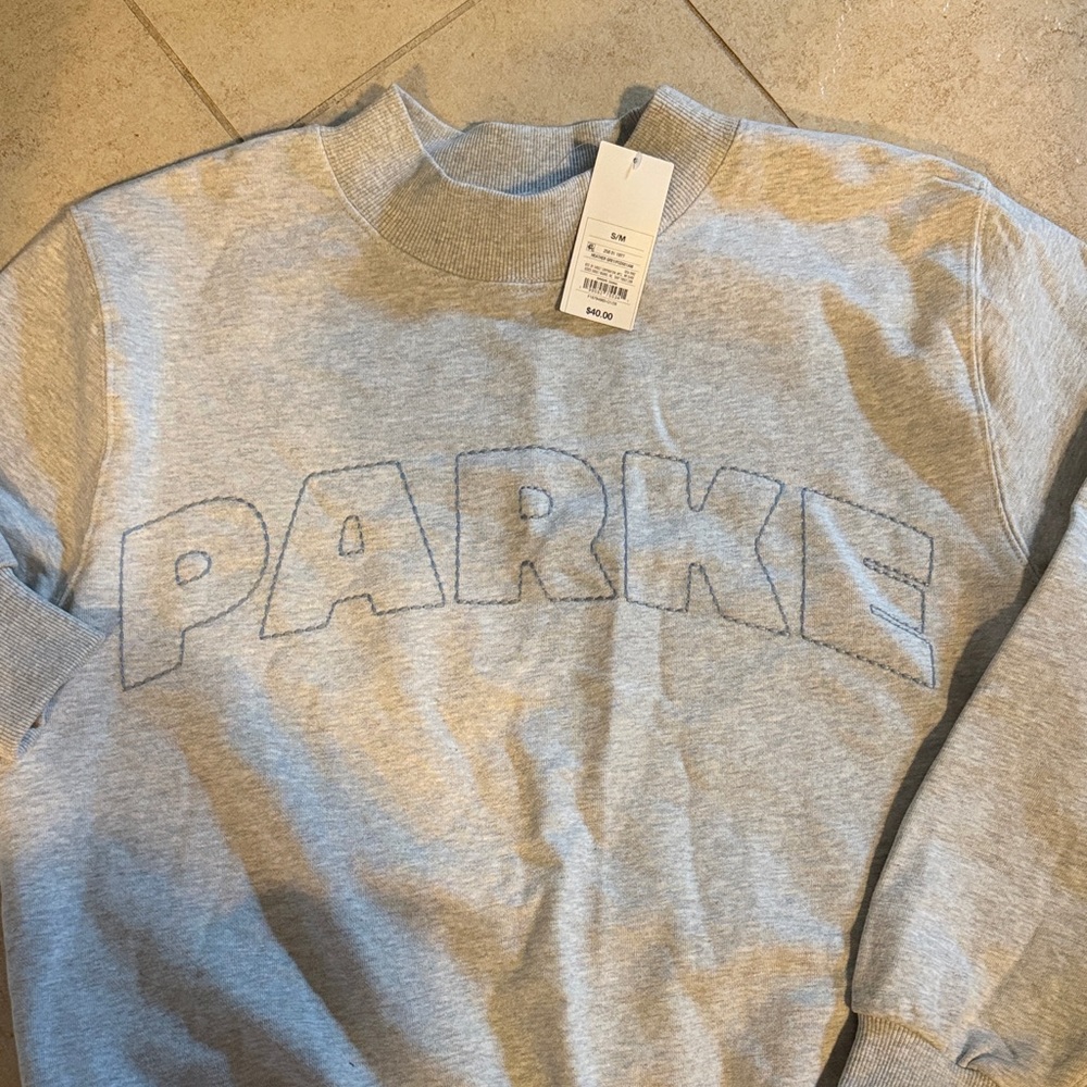 Parke Light Gray Crewneck Sweatshirt with Outline Logo